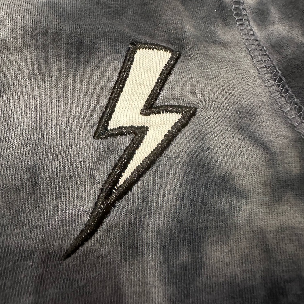 Designer From Denny’s! Charcoal Tie-Dye Kids Footie with Lightning Bolt - Picture 2 of 9
